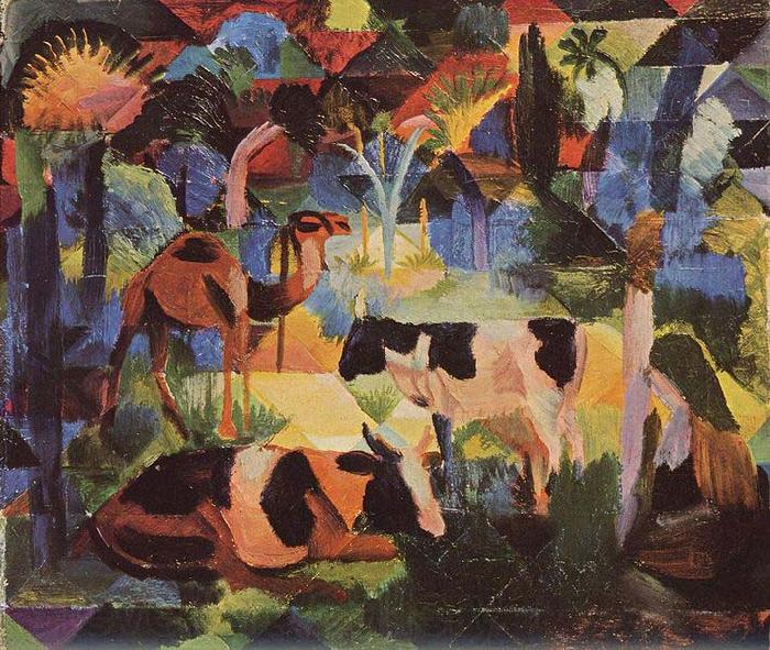 August Macke Landschaft mit Kuhen und Kamel Spain oil painting art